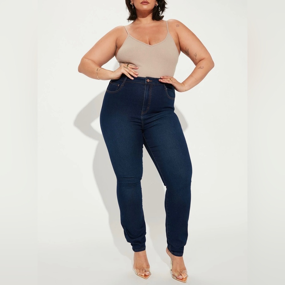Fashion Nova 3X Stretch High Rise Skinny Jeggings Dark Wash Denim